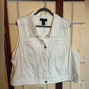 Layne Bryant White Denim Vest